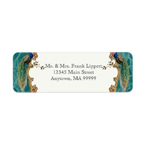 Mailing Labels - Golden Peacock & Calligraphy