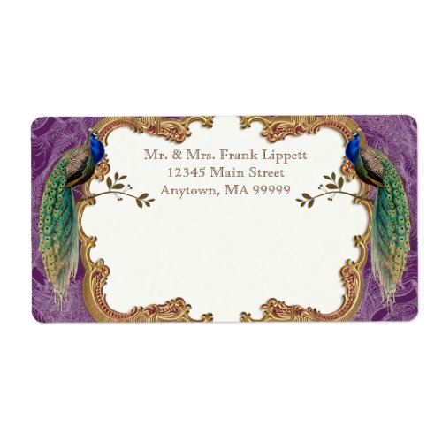 Mailing Labels - Golden Peacock & Calligraphy