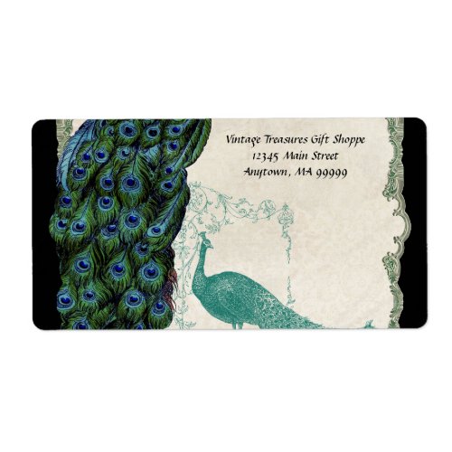 Mailing Labels - Vintage Peacock & Feathers 5
