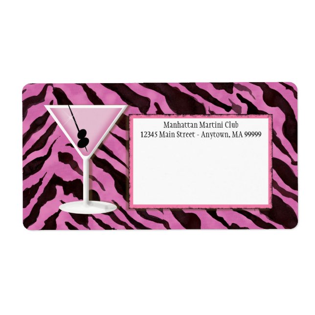Mailing Labels - Zebra Print 'n Martini (Front)