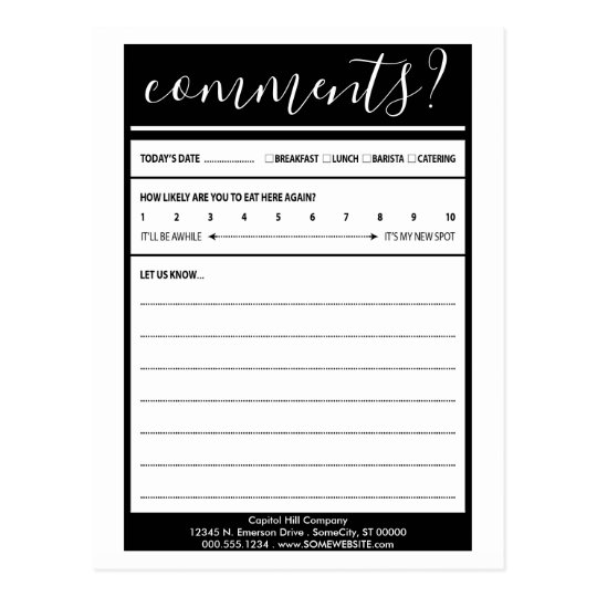 mailing list comment card