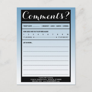 mailing list comment card with logo