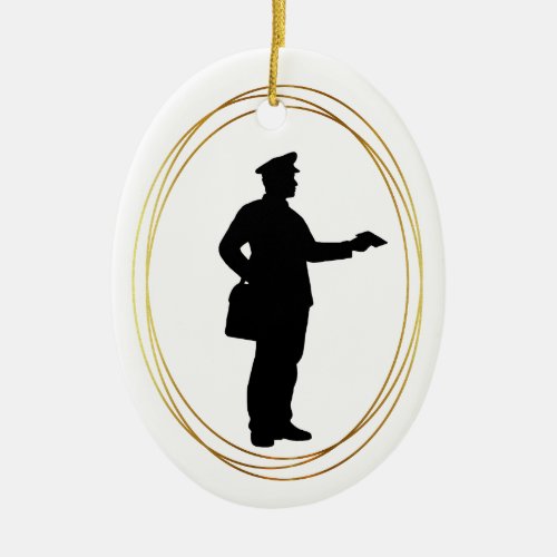 Mailman Black Silhouette Christmas Ornament