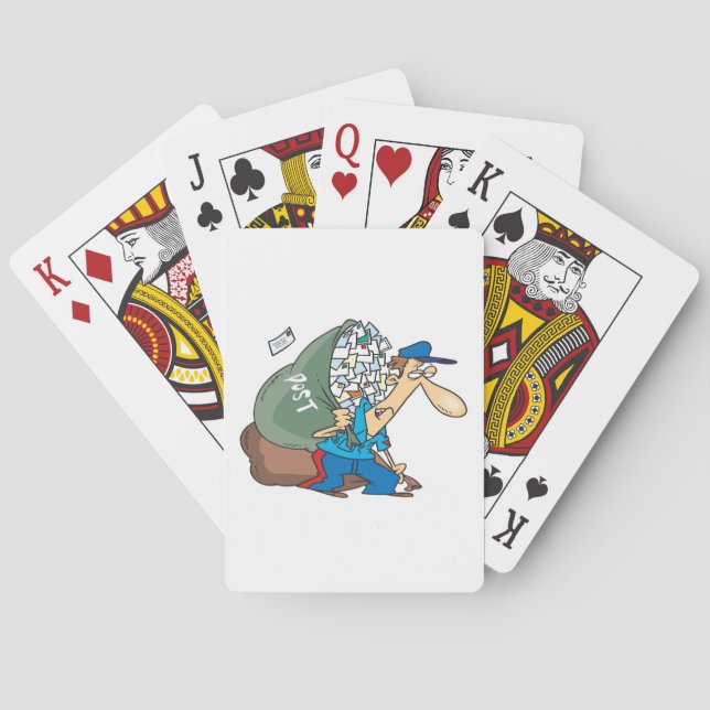 Mailman Carrying A Large Sack Poker Cards (Back)