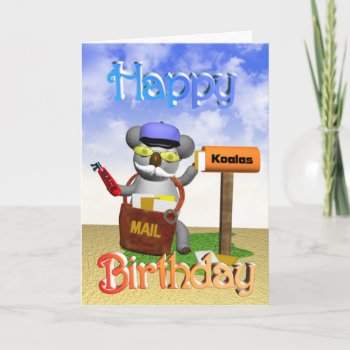 Mailman Koala Birthday Card by ValxArt at Zazzle