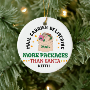   Mailman Mail Carrier Personalized   Ceramic Ornament