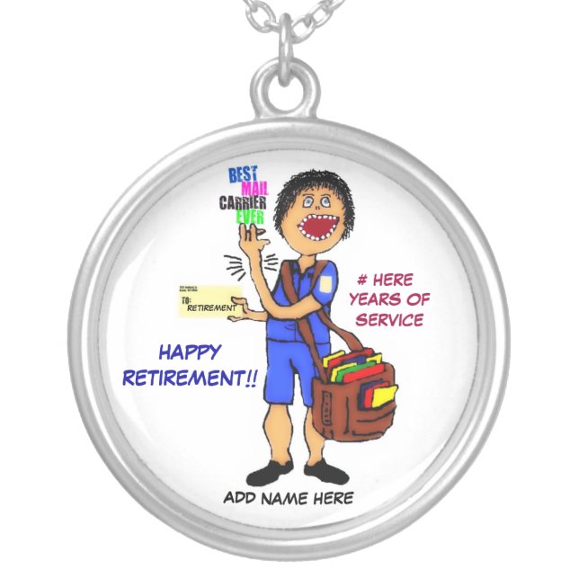 Mailman Retirement Keepsake Silver Plated Necklace (Front)