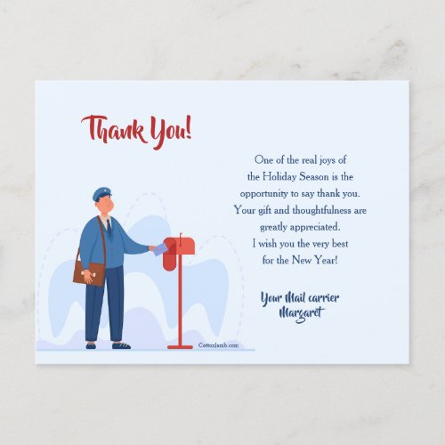 Mailman Thank You Post Card