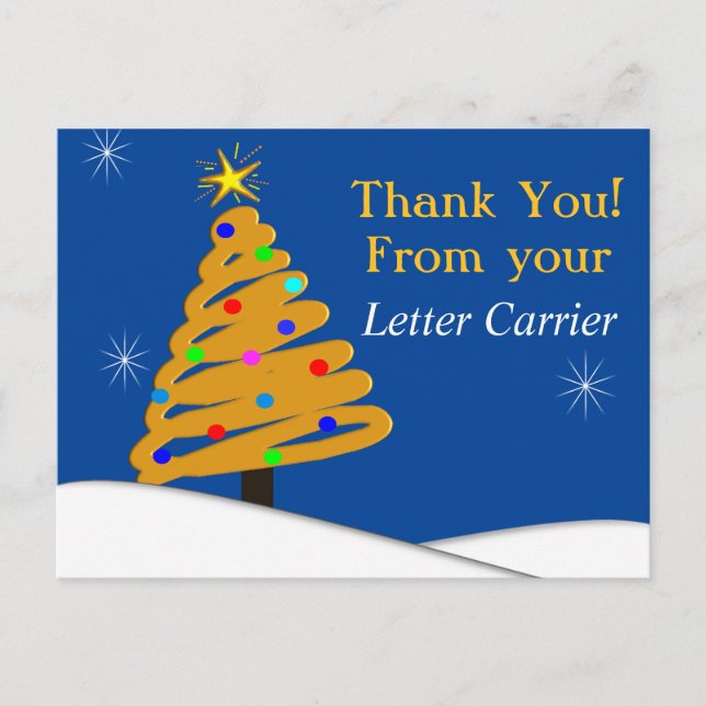 Mailman THANK YOU POSTCARDS Blue (Front)