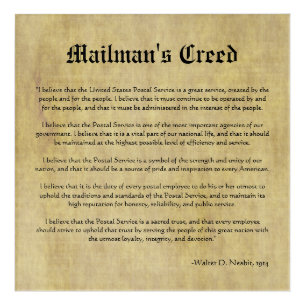 Mailman's Creed Letter Carrier Gift  Acrylic Print
