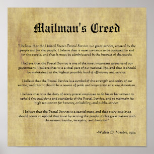 Mailman's Creed Letter Carrier Gift Poster