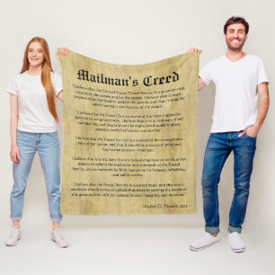 Mailman's Creed Letter Carrier Oath Fleece Blanket