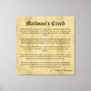 Mailman's Creed Letter Carrier Retirement Gift   Canvas Print