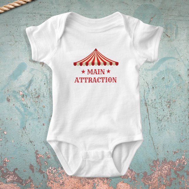 Main Attraction Circus Birthday Theme Party Baby Bodysuit (Baby Bodysuit - Main attraction - Circus Themed Birthday Party)