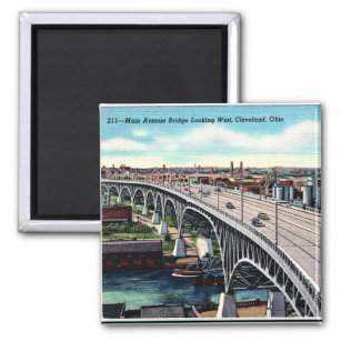 Main Ave. Bridge, Cleveland, Ohio Vintage Postcard Magnet