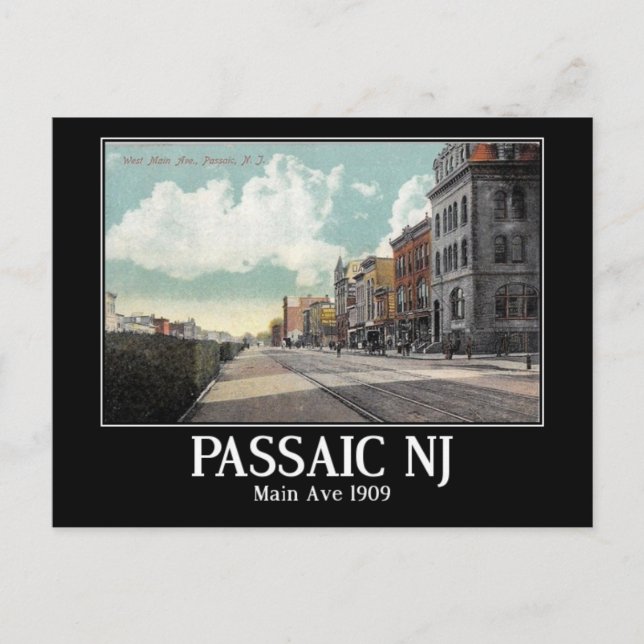 Main Ave, Passaic, New Jersey Vintage Postcard (Front)