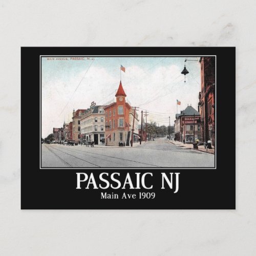 Main Ave Passaic NJ 1909 VIntage Postcard