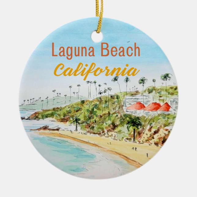 Main Beach Laguna Beach California Ceramic Ornament (Front)