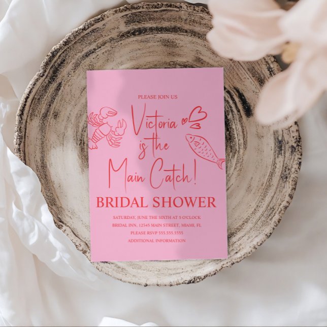 Main Catch Lobster Doodles Bridal Shower Invitation (Creator Uploaded)