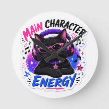 Main Character Energy Black Cat Music Lover Watch