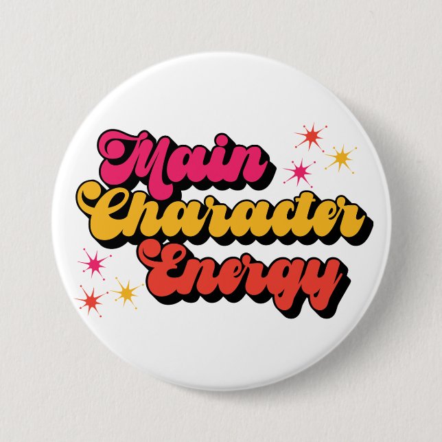 Main Character Energy Bookish  Button (Front)