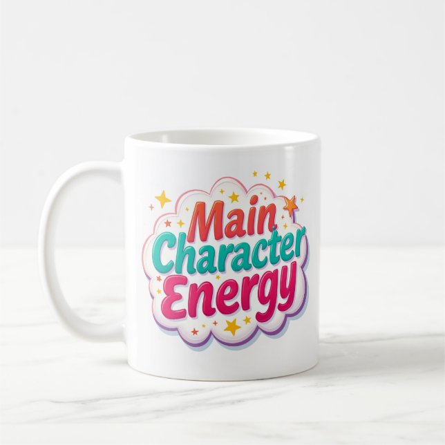 Main Character Energy Colorful Coffee Mug (Left)