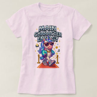 Main Character Energy Glam Unicorn Red Carpet T-Shirt