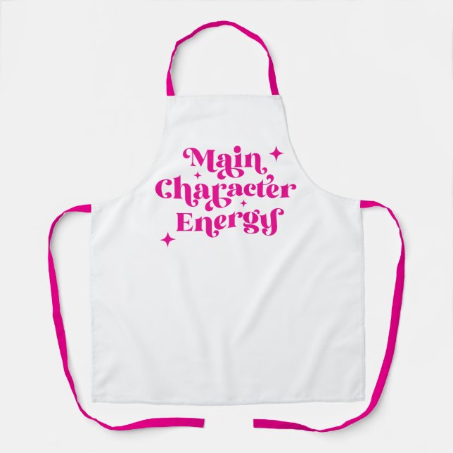 Main Character Energy Pink Apron (Front)