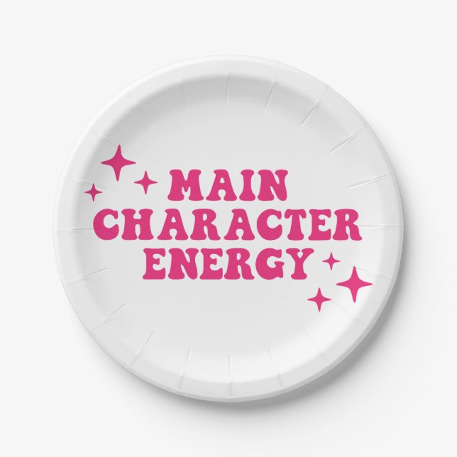 Main Character Energy Pink Paper Plates (Front)