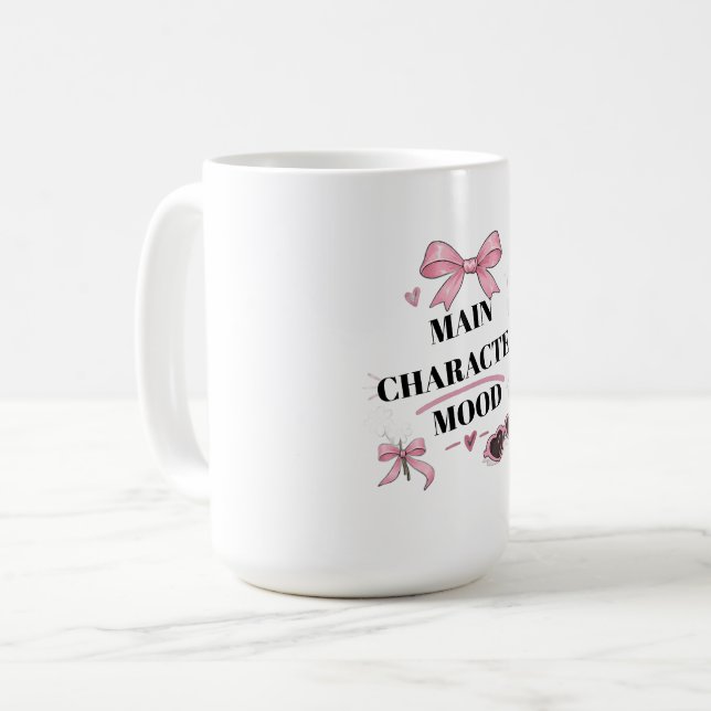 Main Character Mood Pink Bow Ceramic Mug (Front Left)