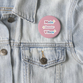 Main Character Vibes – Pastel Typography Design Button