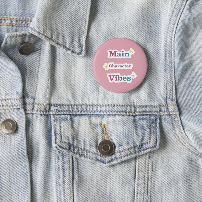 Main Character Vibes – Pastel Typography Design Button (In Situ)
