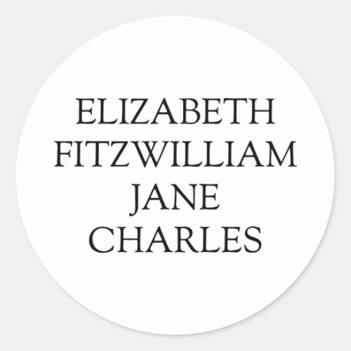 Main Characters from Pride and Prejudice Classic Round Sticker