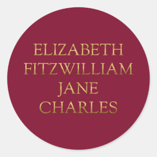 Main Characters from Pride and Prejudice Classic Round Sticker