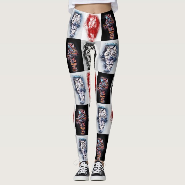 Main Coon Pop Art Collage Funky Trends  Leggings (Front)