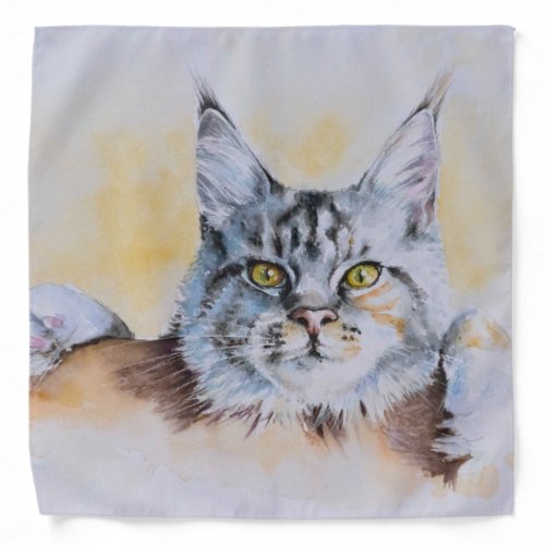 Main Coon Watercolor Bandana