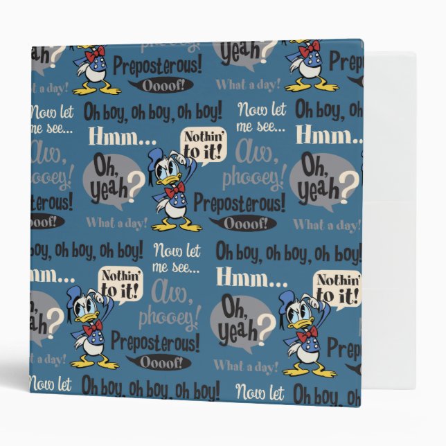Main Mickey Shorts | Donald Duck Blue Pattern 3 Ring Binder (Front/Inside)