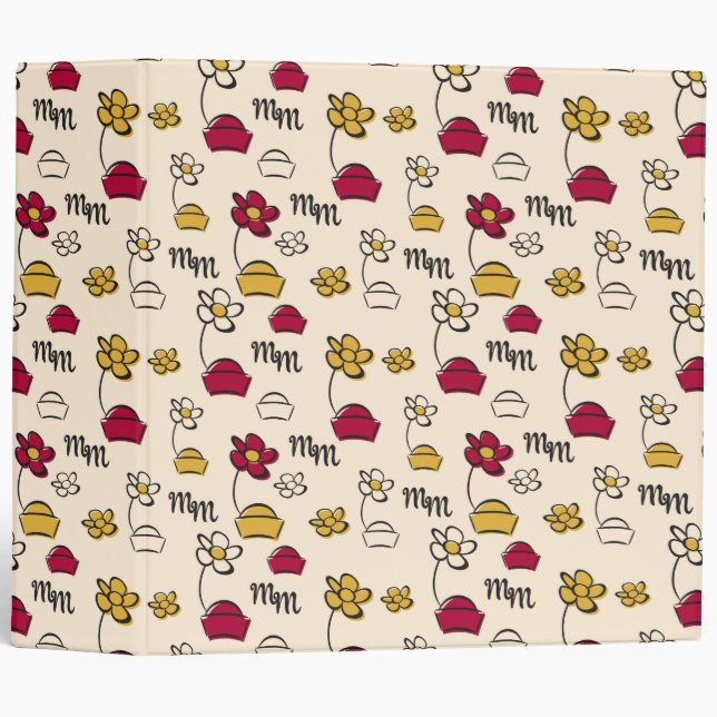 Main Mickey Shorts | Minnie Hats Pattern 3 Ring Binder (Front/Spine)