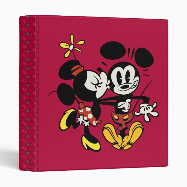 Main Mickey Shorts | Minnie Kissing Mickey 3 Ring Binder (Front/Spine)
