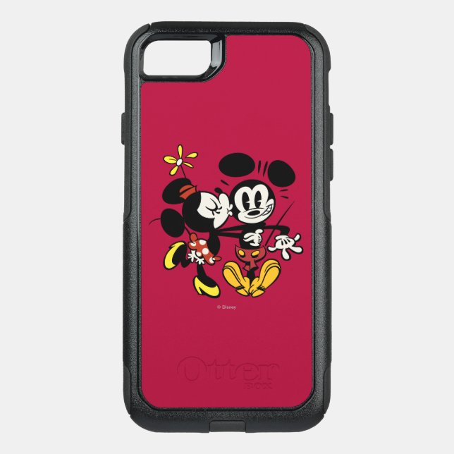 Main Mickey Shorts | Minnie Kissing Mickey Otterbox iPhone Case (Back)