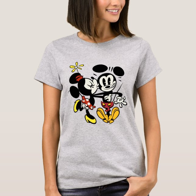 Main Mickey Shorts | Minnie Kissing Mickey T-Shirt (Front)