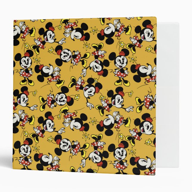 Main Mickey Shorts | Minnie Mouse Orange Pattern 3 Ring Binder (Front/Inside)