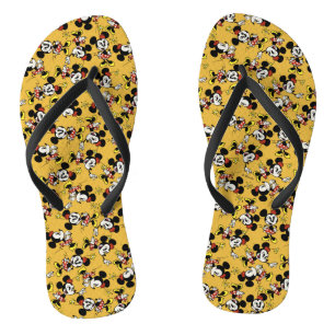 Main Mickey Shorts Minnie Mouse Yellow Pattern Flip Flops