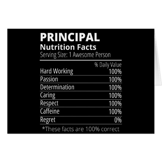 Main Nutrition Facts Funny Cards (Front Horizontal)