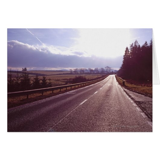 Main road with low winter sun. cards (Front Horizontal)
