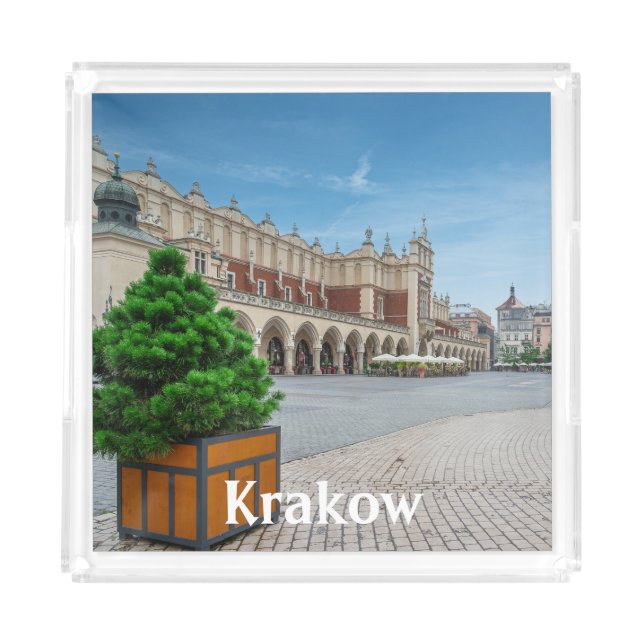 Main square in Krakow old town, Poland Acrylic Tray (Front)