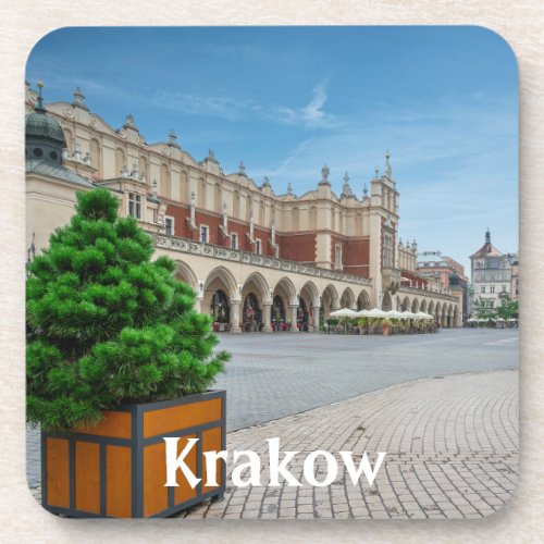 Main square in Krakow old town Poland Beverage Coaster