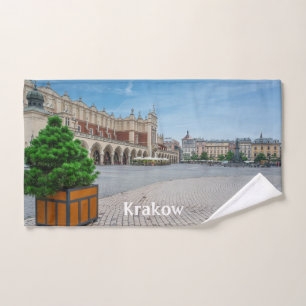 Main square in Krakow old town, Poland Hand Towel