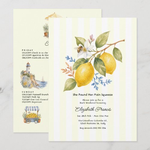 Main Squeeze Amalfi Coast Italian Bachelorette Invitation