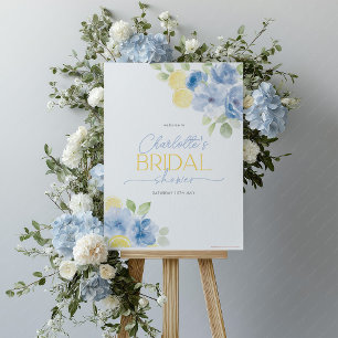 Main Squeeze Blue Floral Bridal Shower Welcome  Foam Board